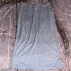 Baby blue suede/velvet skirt
